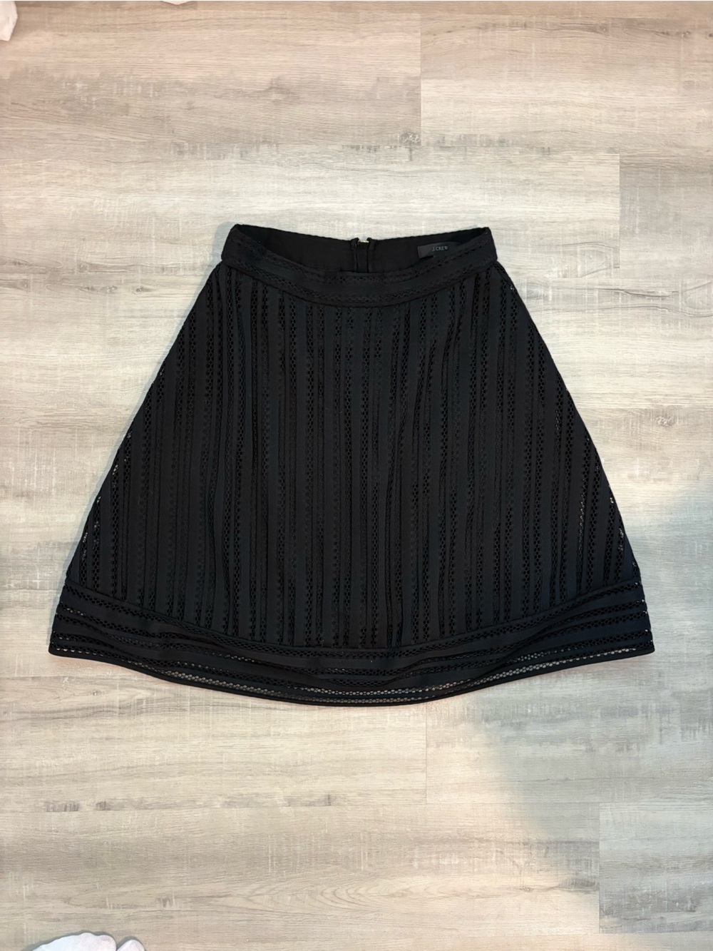 J. Crew Black A-Line Lace-Trim Skirt